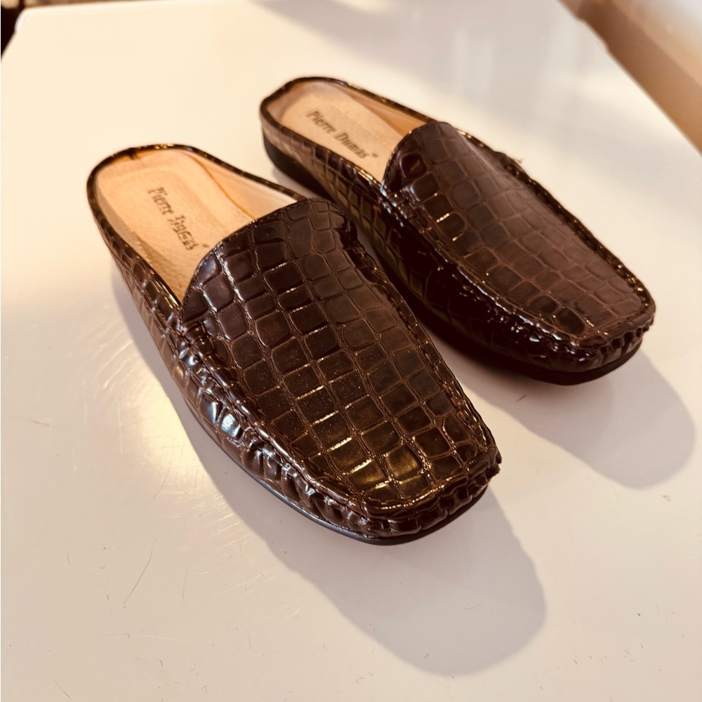 Pierre Dumas Brown Crocodile Loafers